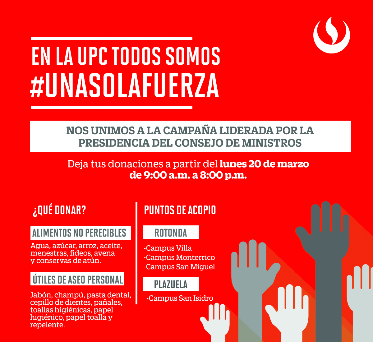 En la UPC todos somos #UnaSolaFuerza