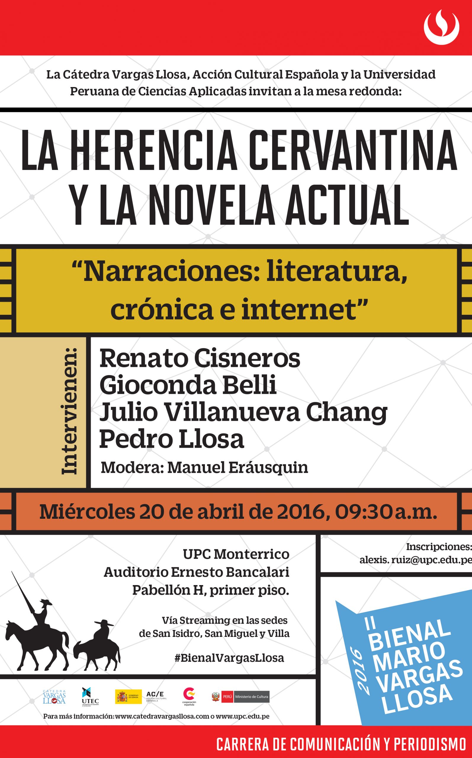 UPC organiza conversatorio “Narraciones: literatura, crónica e internet” en la II Bienal de Novela Mario Vargas Llosa