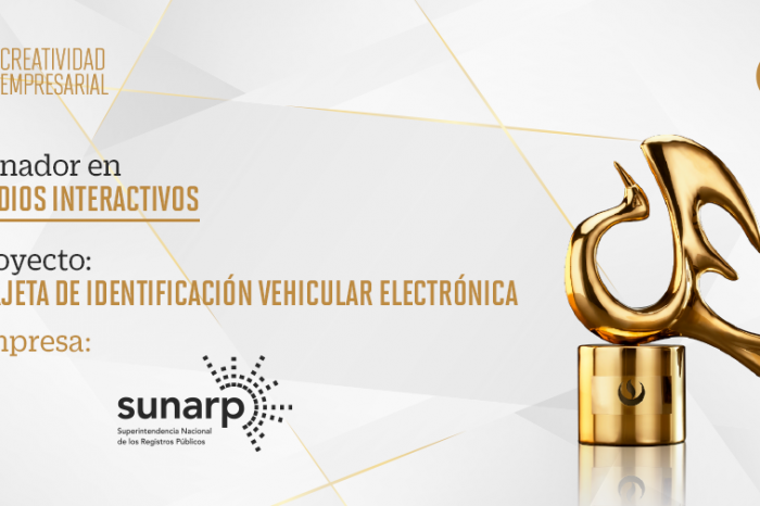 Creatividad Empresarial 2021: Sunarp es premiada por su Tarjeta de Identificación Vehicular Electrónica (TIVE) en la categoría Medios Interactivos